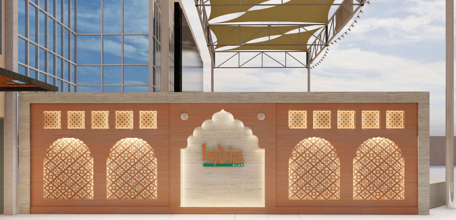 India Club jaali facade detail