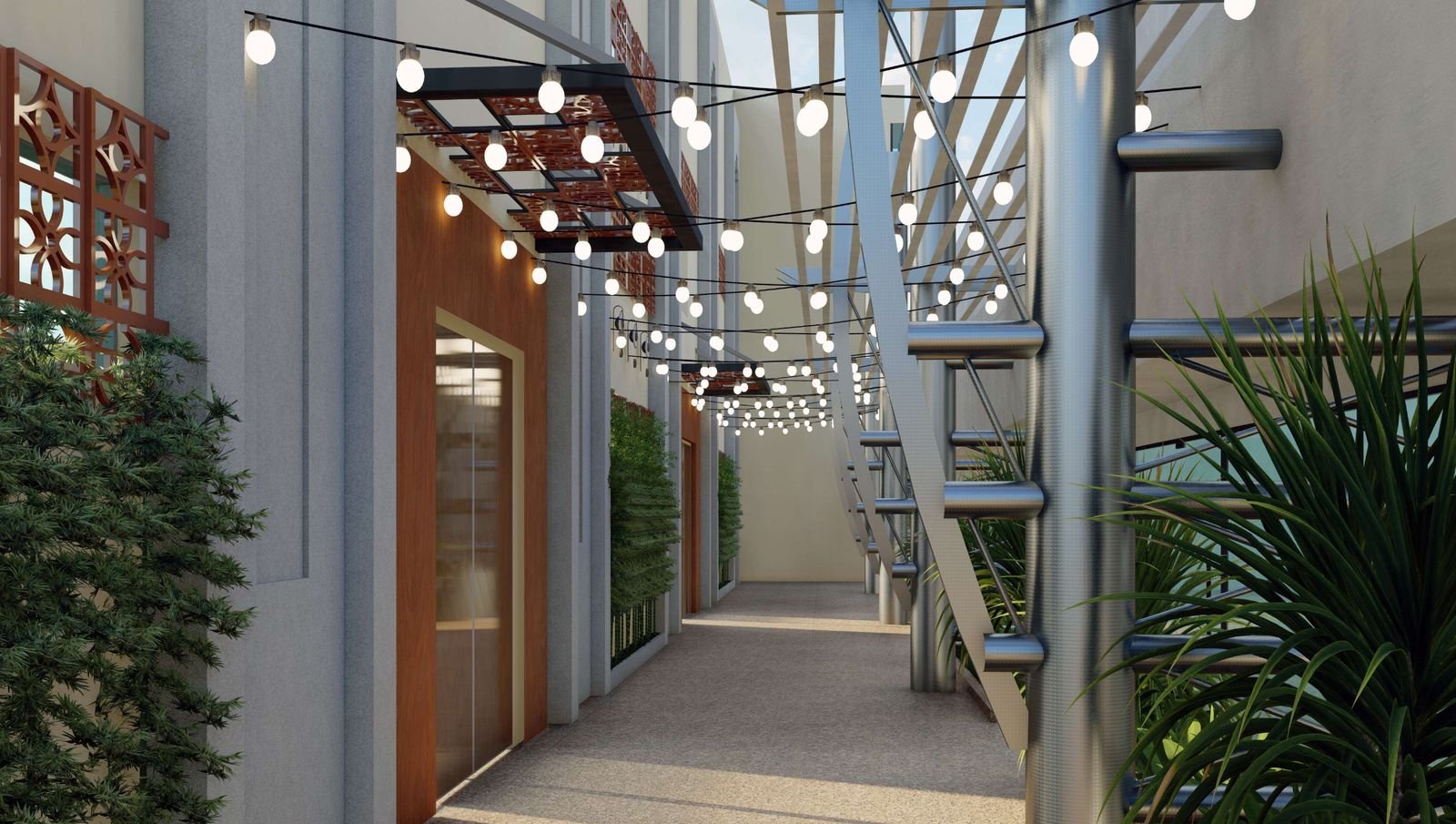 India Club pergola walkway aerial